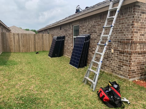 solar panels and ladder