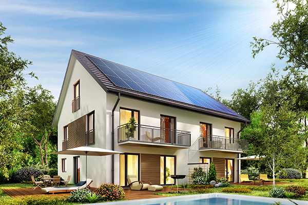 residential house with solar panels